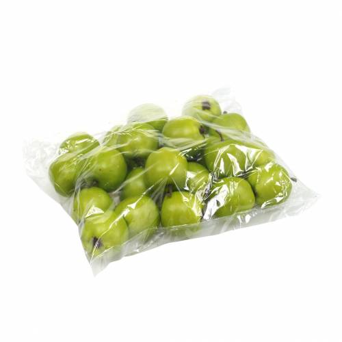 Article Mini pommes décoratives vert jaune artificielles H4,3cm Ø3,6cm 24 pcs