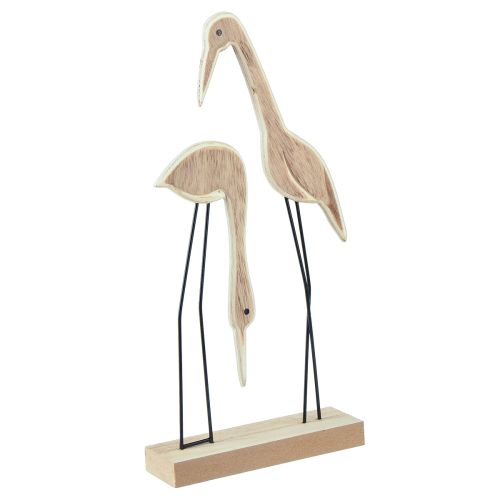 Support figurine en bois paire de grues naturel 27,5×13cm 2 pcs