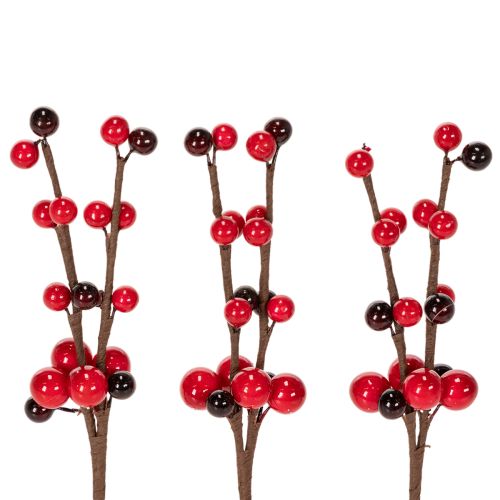 Article Branche artificielle avec baies rouges, 15 cm, lot de 6