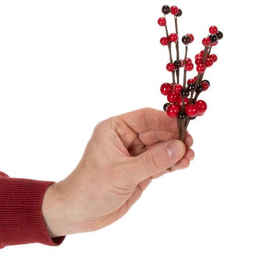 Article Branche artificielle avec baies rouges, 15 cm, lot de 6