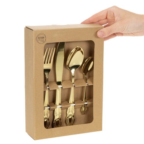 Article Service de couverts en or, 16 pièces, dans une boîte en carton