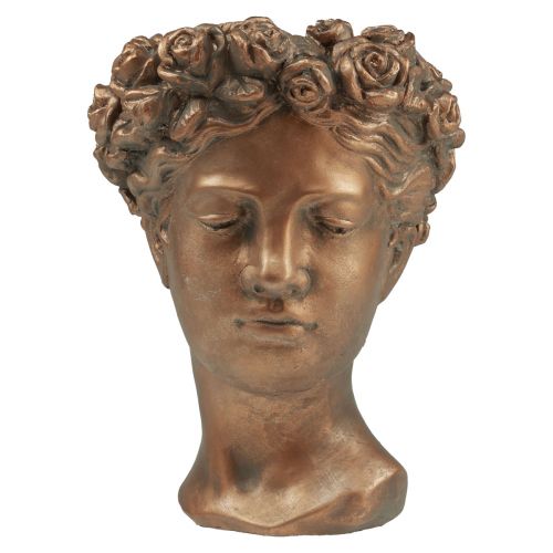 Pot de fleur visage tête de plante jardinière béton H27,5cm