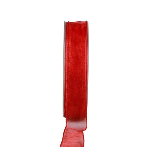 Floristik24 Ruban mousseline ruban organza ruban décoratif organza rouge 15mm 20m