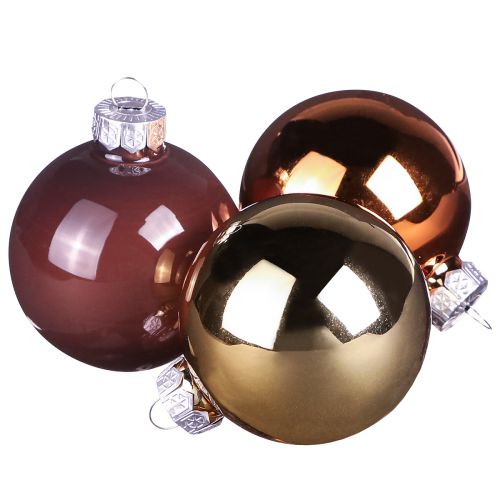 Floristik24 Boules de sapin de Noël boules de verre mélangées marron doré Ø5cm 24 pcs