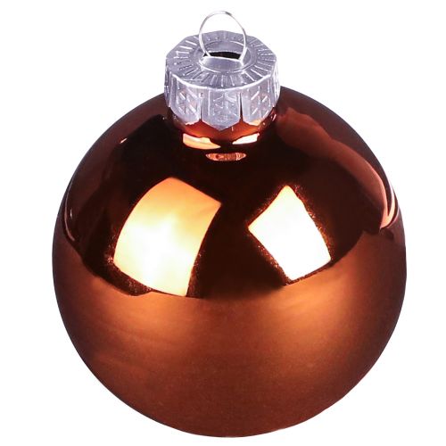 Article Boules de sapin de Noël boules de verre mélangées marron doré Ø5cm 24 pcs