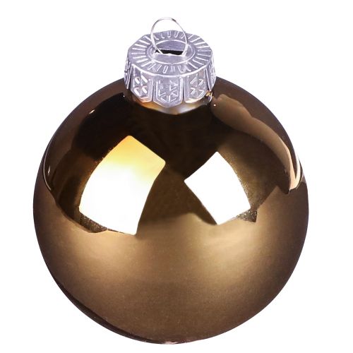 Article Boules de sapin de Noël boules de verre mélangées marron doré Ø5cm 24 pcs