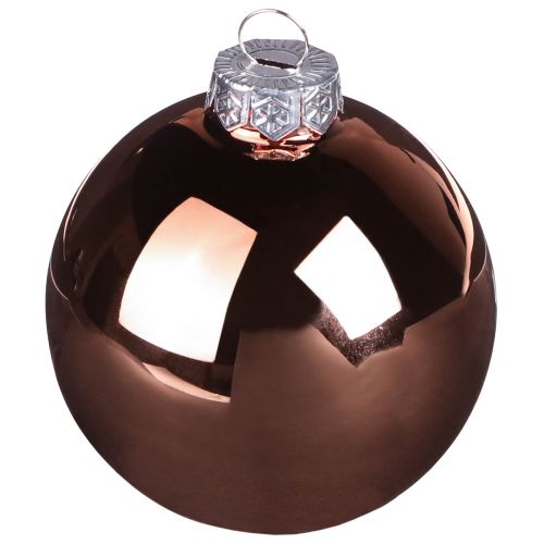 Article Boules de sapin de Noël boules en verre abricot argenté Ø5cm 24 pcs