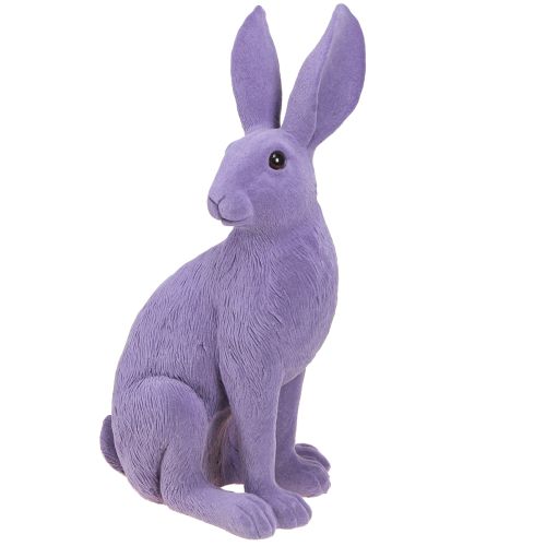 Article Lapin décoratif lilas Lapin de Pâques assis floqué 16×13×35cm