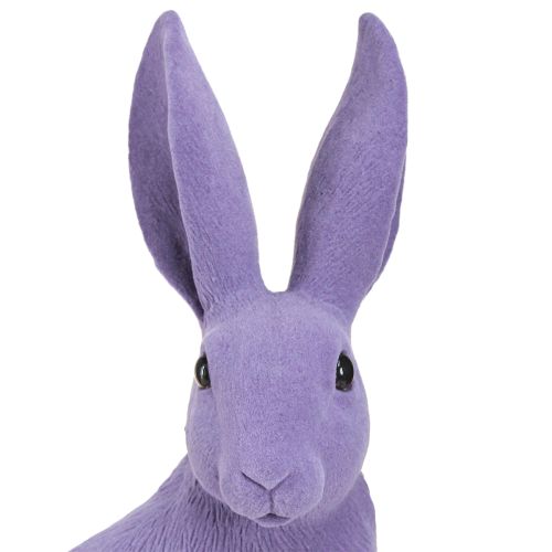 Article Lapin décoratif lilas Lapin de Pâques assis floqué 16×13×35cm