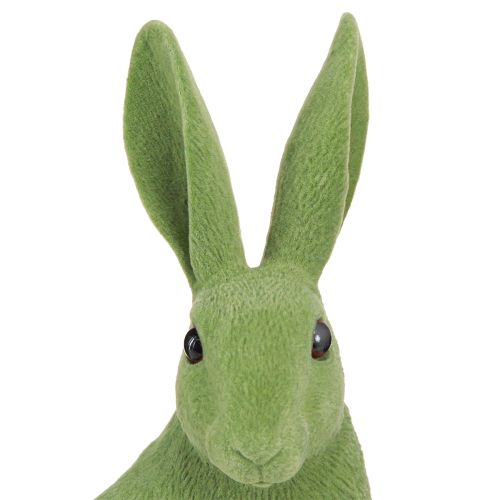 Article Figurine décorative lapin assis Lapin de Pâques floqué vert 12×9×25cm