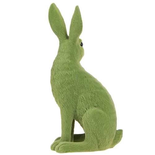 Article Figurine décorative lapin assis Lapin de Pâques floqué vert 12×9×25cm