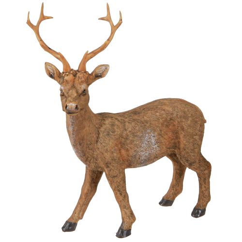 Cerf décoratif marron aspect bois 19x8,5x22,5cm 2 pièces