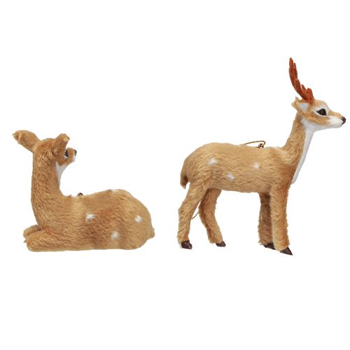 Article Cerf décoratif Noël à suspendre H11,5cm / 7,5cm 2pcs