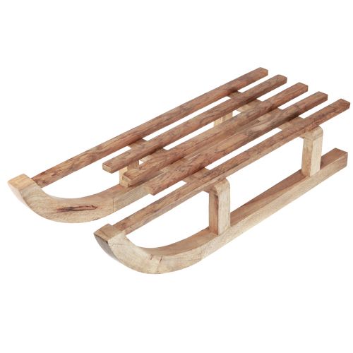 Décoration de table en bois de traîneau naturel, décoration d&#39;hiver en bois de manguier 60×23×15cm