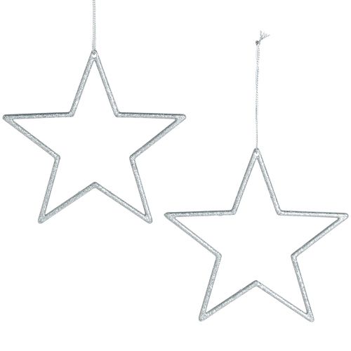 Étoile décorative argent décorations de sapin de Noël paillettes Ø12cm 12 pcs