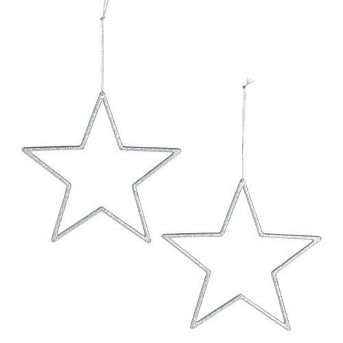 Article Étoile décorative argent décorations de sapin de Noël paillettes Ø12cm 12 pcs