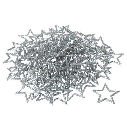 Article Étoiles déco de Noël à paillettes Argent 4,5cm 120pcs