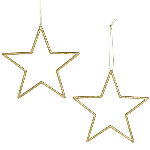 Floristik24 Étoiles décoratives pour décorations d&#39;arbre suspendues or Ø12cm 12 pcs