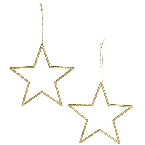 Article Étoiles décoratives pour décorations d&#39;arbre suspendues or Ø12cm 12 pcs