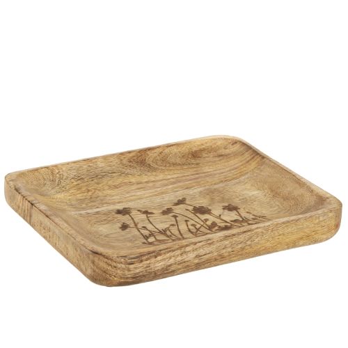 Plateau décoratif en bois à motif floral en bois de manguier 20×15,5cm