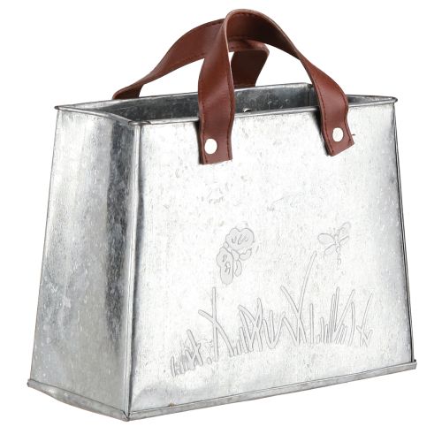 Sac décoratif argent blanc marron cache-pot en métal L22cm 2pcs