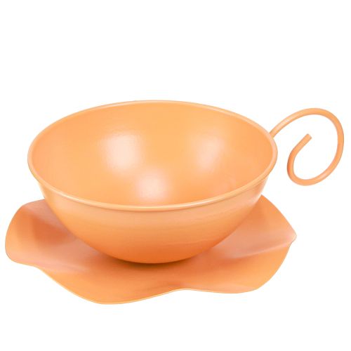 Tasse décorative Ø16cm H9cm avec plaque décoration métal orange 2pcs