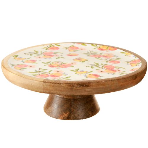 Assiette décorative avec socle en manguier motif pêche Ø26cm H9,5cm