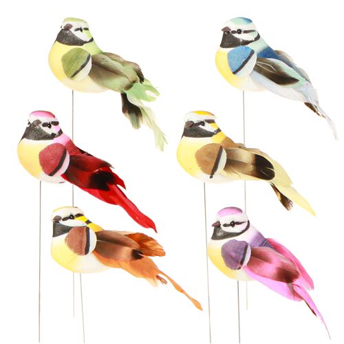 Article Plumes d&#39;oiseaux déco sur fil 6 assorties 8x3,5cm 12 pcs