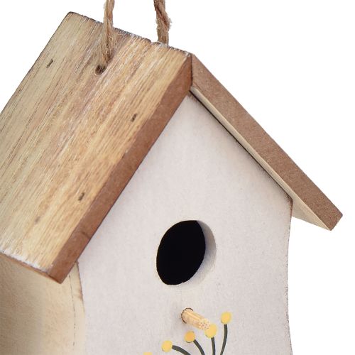 Article Décoration pour nichoir à oiseaux suspendu bois blanc jaune 13cm 2 pcs