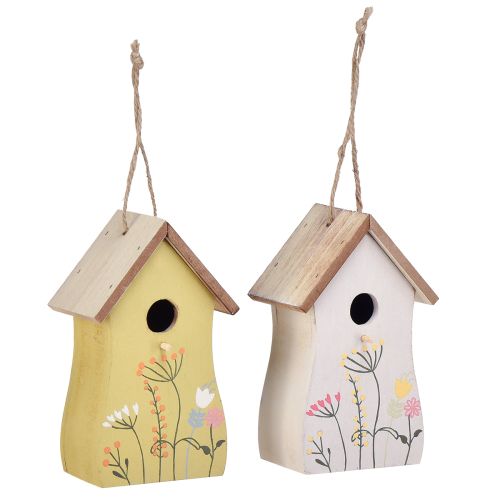 Article Décoration pour nichoir à oiseaux suspendu bois blanc jaune 13cm 2 pcs