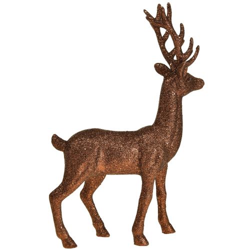 Article Déco cerf renne décoration cuivre figure paillettes H37cm