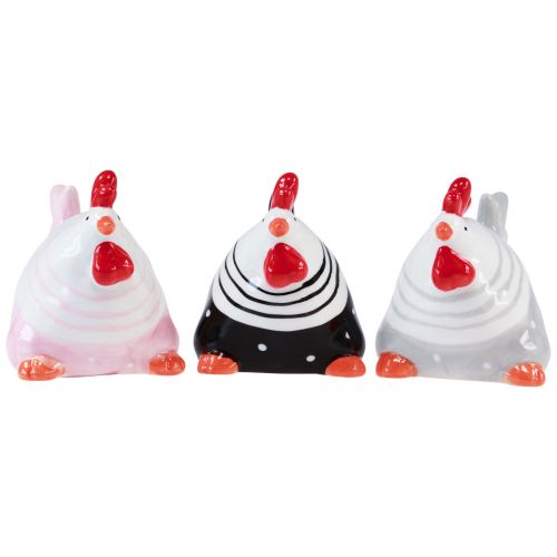 Article Poulets décoratifs figurines de décoration de Pâques poule 8,5 cm 3 pcs