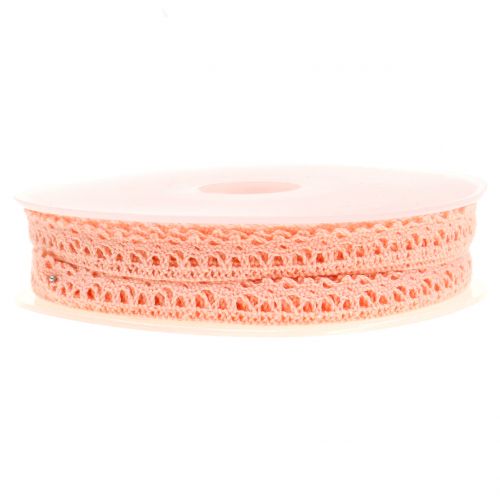 Article Ruban décoratif dentelle au crochet saumon 12 mm 20 m