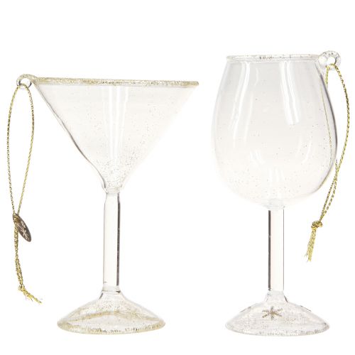 Article Verres à suspendre décoratifs transparents avec or 9cm 2pcs