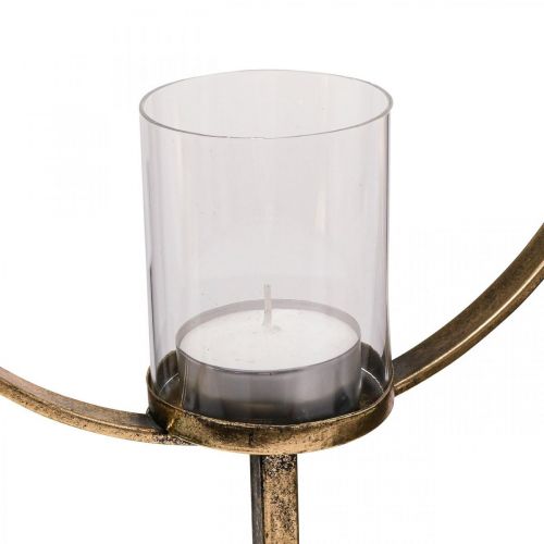 Floristik24 Lanterne Décorative Bougeoir Métal Verre Doré Ø28cm