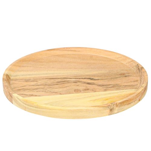 Article Plateau décoratif assiette décorative en bois d&#39;acacia naturel Ø20cm