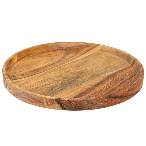 Article Assiette décorative plateau décoratif bois d&#39;acacia naturel huilé Ø20cm