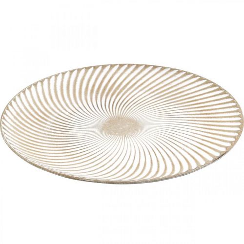 Article Assiette déco ronde blanc marron cannelures décoration de table Ø40cm H4cm