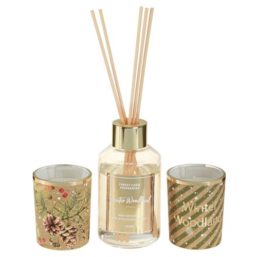 Bougies parfumées parfum d&#39;ambiance coffret cadeau Noël 16,5x6x21cm