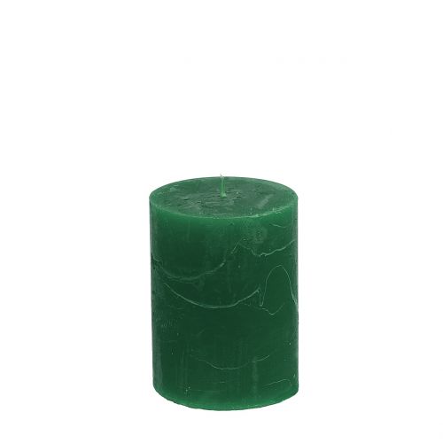 Floristik24 Bougies de couleur unie vert foncé 60x80mm 4pcs