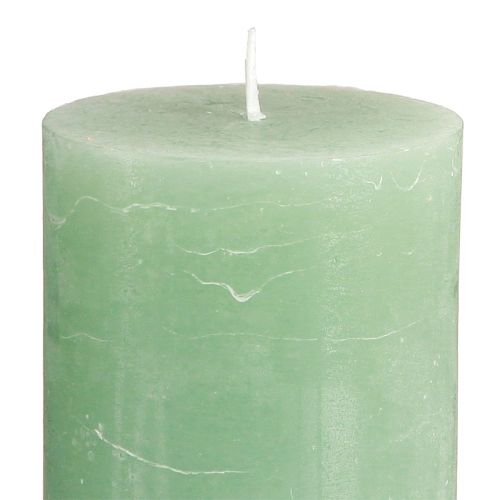 Article Bougies de couleur unie bougies pilier en jade vert 70×120mm 4 pcs