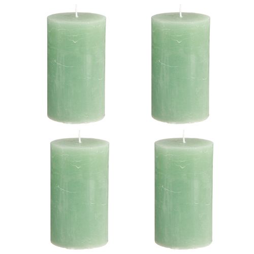 Article Bougies de couleur unie bougies pilier en jade vert 70×120mm 4 pcs