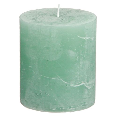 Floristik24 Bougies de couleur unie bougies pilier en jade vert 70×80mm 4 pcs