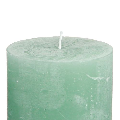 Article Bougies de couleur unie bougies pilier en jade vert 70×80mm 4 pcs