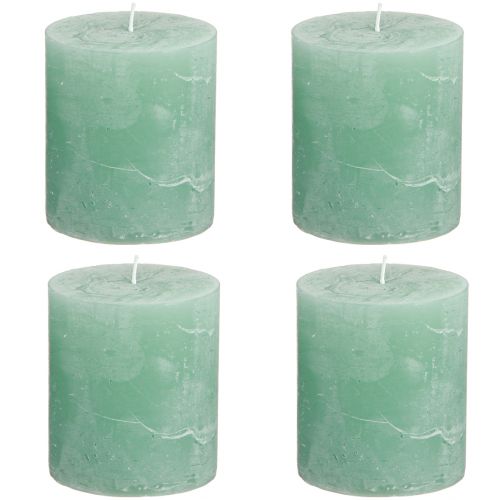 Article Bougies de couleur unie bougies pilier en jade vert 70×80mm 4 pcs