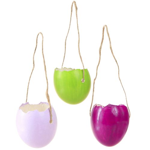 Article Oeufs de Pâques décoratifs en coquille d&#39;œuf à suspendre colorés Ø3,5cm 12 pcs