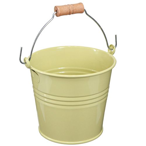 Floristik24 Seau métal pot de fleur poignée vert jaune 20x17,5x16cm 2pcs