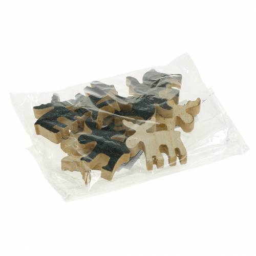 Article Décoration de Noël en bois d&#39;élan noir pailleté 5×5,5 cm 12 pcs