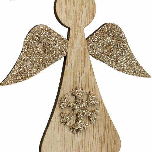 Article Cintre décoratif en bois ange paillettes 10cm 12 pcs