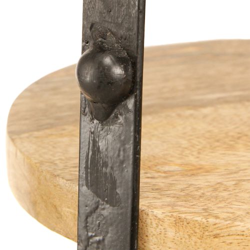 Article Présentoir à gâteaux bois métal naturel noir 2 étages Ø25,5cm H38cm